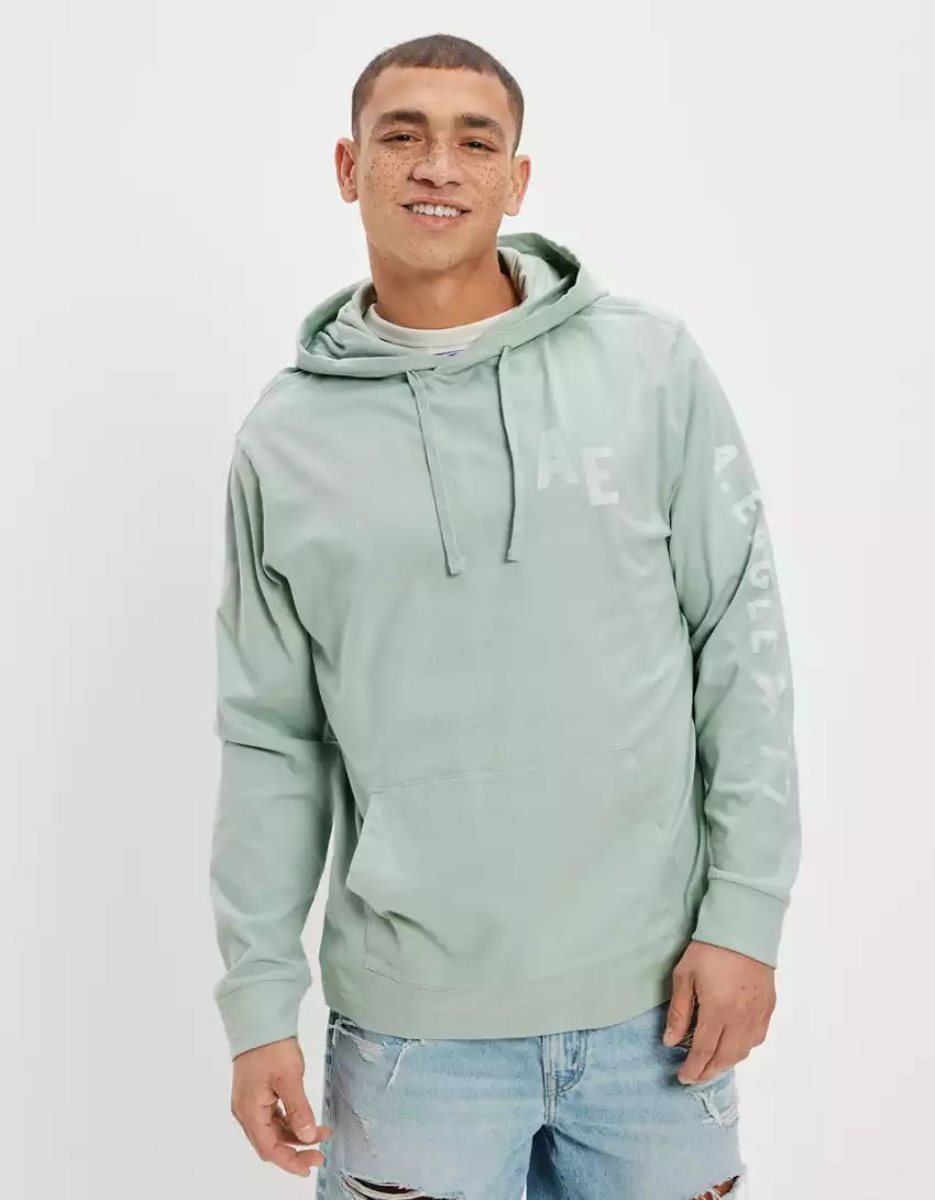 Sweat à Capuche American Eagle AE Super Soft Logo Graphique Menthe Homme | CVK-83710890